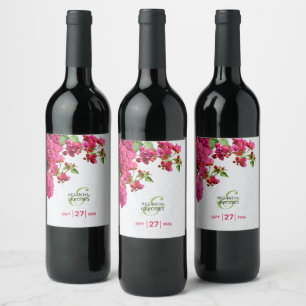 Bougainvillea Mediterranean Greek Island Wedding Wine Label