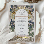 Bougainvillea Navy Blue Gold Wedding Art Nouveau<br><div class="desc">Art Nouveau Vintage Floral Blue & Gold Wedding Invitations by Alphonse Mucha in a romantic and whimsical design using Real Gold Foil. Victorian flourishes complement classic art deco fonts. Please enter your custom information, and you're done. If you wish to change the design further, simply click the blue "Customise It"...</div>