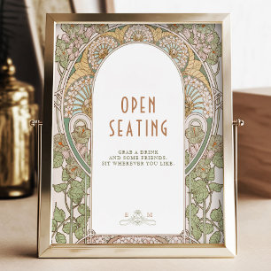 Bougainvillea Open Seating Sign Vintage Retro