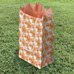 Bougainvillea orange flower watercolor pattern small gift bag