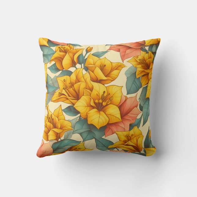 bougainvillea orange yellow cushion (Back)