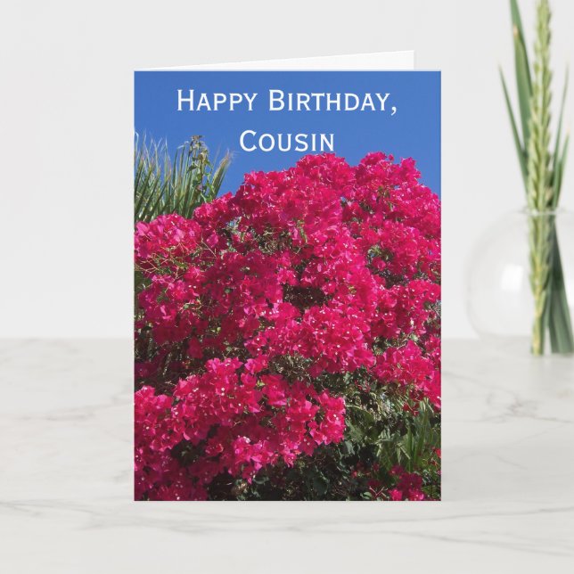 Bougainvillea Personalised Cousin Birthday Card (Front)