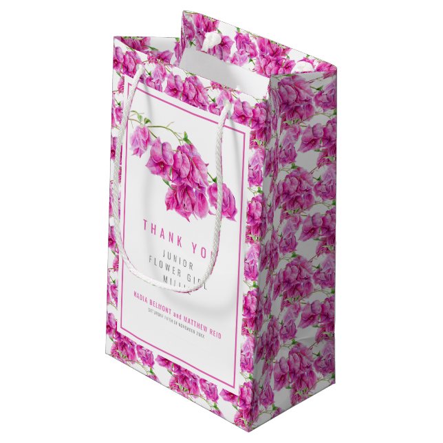 Bougainvillea pink flower girl jr. wedding favour small gift bag (Back Angled)