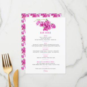 Bougainvillea pink purple watercolor wedding Bar Menu