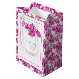 Bougainvillea pink watercolor wedding favour bag