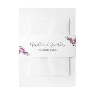 Bougainvillea Pink Wedding  Invitation Belly Band