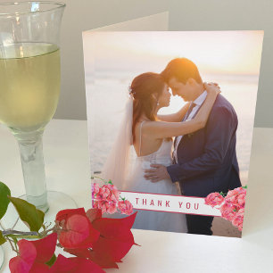 Bougainvillea red watercolor wedding thank you card