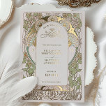 Bougainvillea Save The Date Green Gold Art Nouveau<br><div class="desc">Art Nouveau Vintage Floral Green & Gold Save The Date Invitations by Alphonse Mucha in a romantic and whimsical design using Real Gold Foil. Victorian flourishes complement classic art deco fonts. Please enter your custom information, and you're done. If you wish to change the design further, simply click the blue...</div>