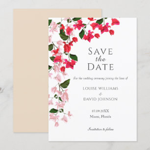 Bougainvillea Save the Date invitation card