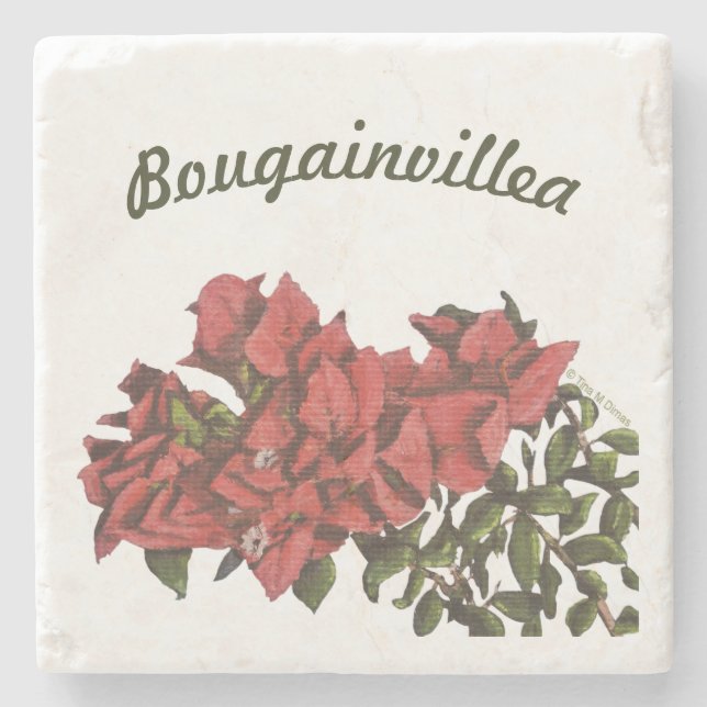 Bougainvillea Stone Coaster (Front)