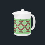 Bougainvillea Teapot<br><div class="desc">This image is derived from my acrylic painting, Bougainvillea. Customise this teapot with the option to add or delete borders and text and also change colours.</div>
