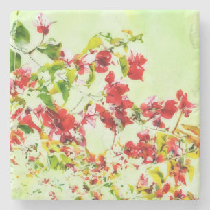 Bougainvillea Tropical Art Flower Marble Stone Coaster