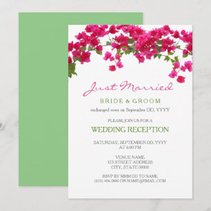 Bougainvillea tropical reception eloped invitation