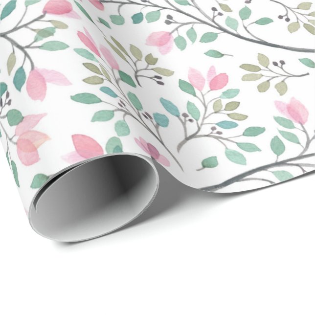 Bougainvillea Watercolor Wrapping Paper (Roll Corner)