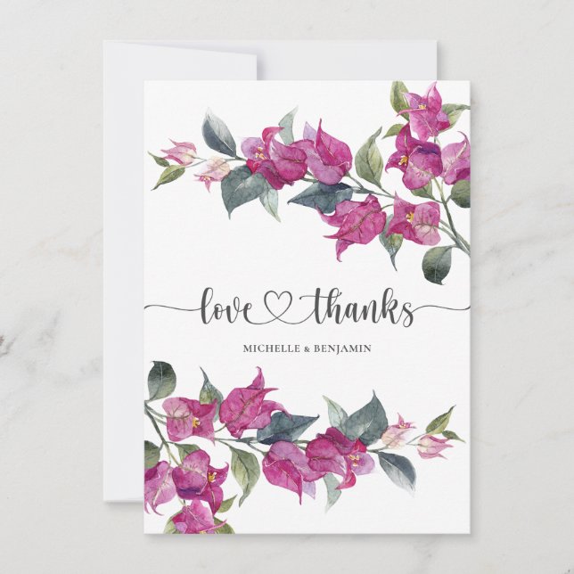 Bougainvillea Wedding Bridal Shower Thank You Card (Front)
