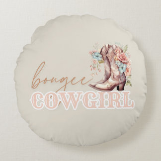 Bougee Cowgirl Boho Country Girl Vibe  Round Cushion