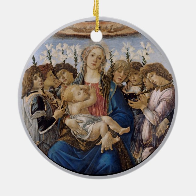 Bougereau and Botticelli Mary Jesus and Angels Ceramic Tree Decoration (Back)