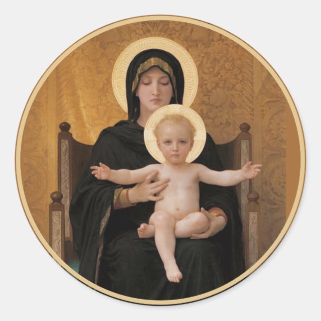 Bougereau Virgin and Child Classic Round Sticker (Front)