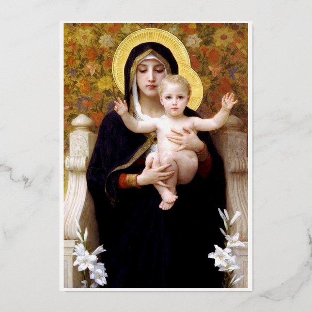 Bougereau Virgin and Child Foil Holiday Card (Front)