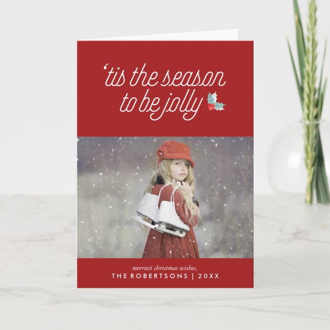 Boughs of Holly Festive Christmas Holiday Card (Front)