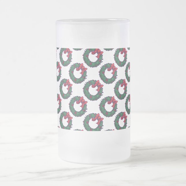 Boughs of Holly Frosted Glass Beer Mug (Center)