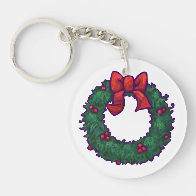 Boughs of Holly Key Ring (Front)