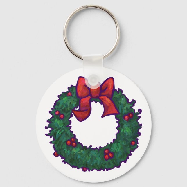 Boughs of Holly Key Ring (Front)