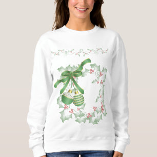 Boughs of Holly Light Green Pink Sweatshirt