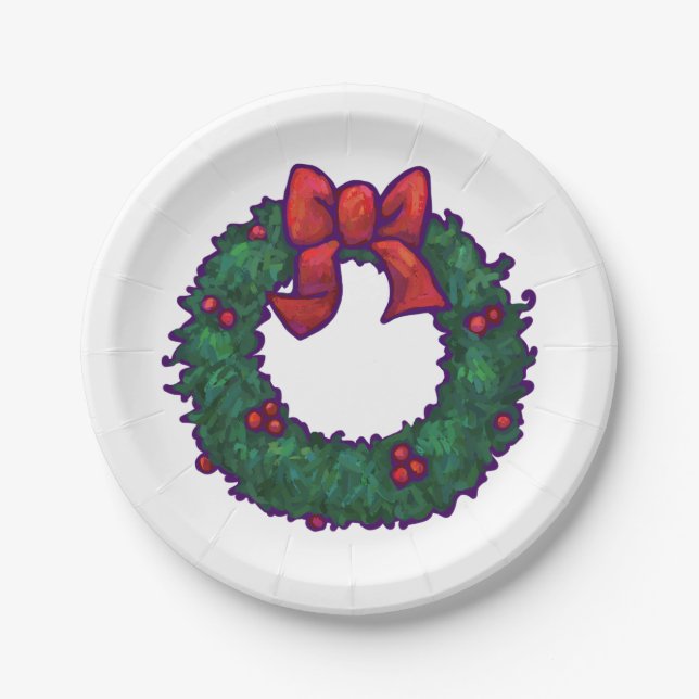 Boughs of Holly Paper Plate (Front)