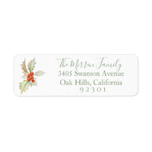 Boughs Of Holly Return Address Label