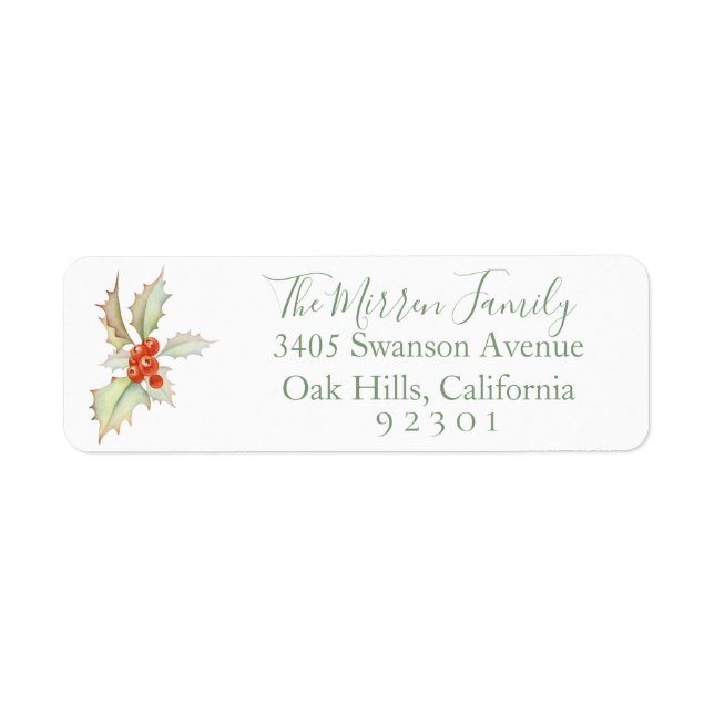 Boughs Of Holly Return Address Label (Front)