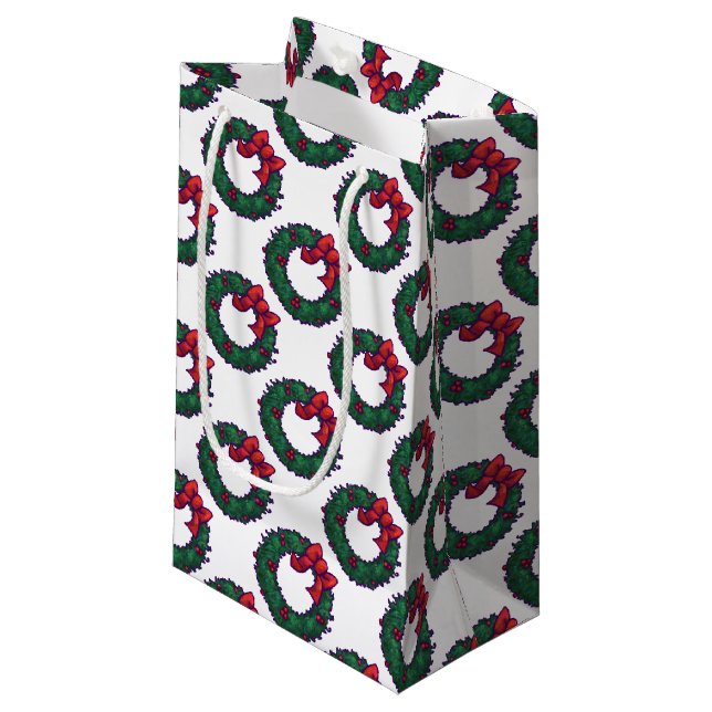 Boughs of Holly Small Gift Bag (Front Angled)