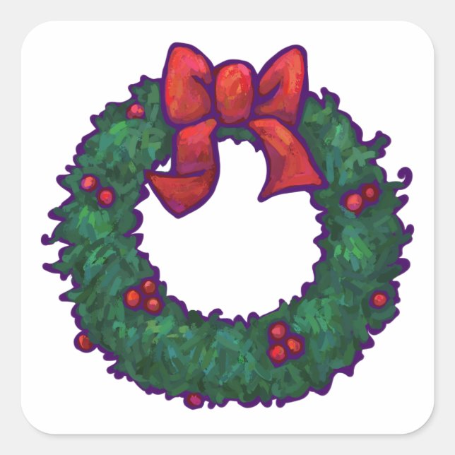 Boughs of Holly Square Sticker (Front)