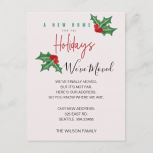 Boughs of Holly We've Moved Holiday Announcement Postcard