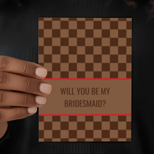 Bougie Brown Checkered Will you be my Bridesmaid Card