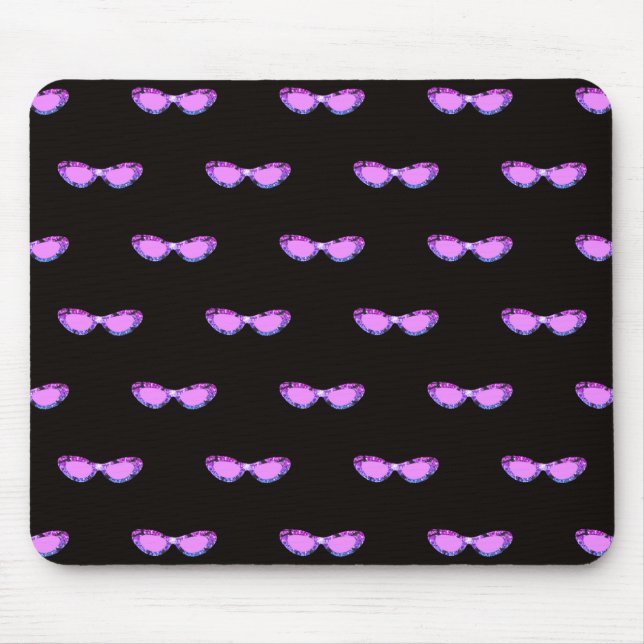 Bougie pink glitter sunglasses mouse mat (Front)