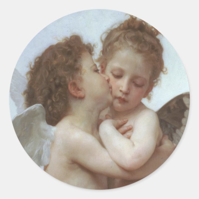 Bouguereau - Beautiful Angel Painting Classic Round Sticker (Front)