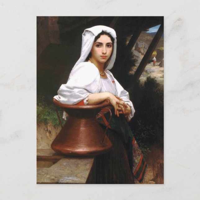 Bouguereau Italian Girl Drawing Water Postcard (Front)