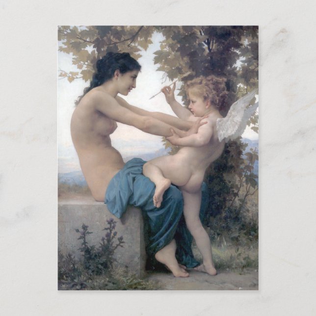 Bouguereau - Jeune Fille se Defendant contre Eros Postcard (Front)