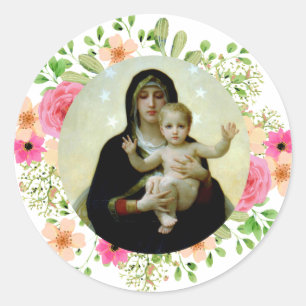 Bouguereau Madonna and Child Classic Round Sticker