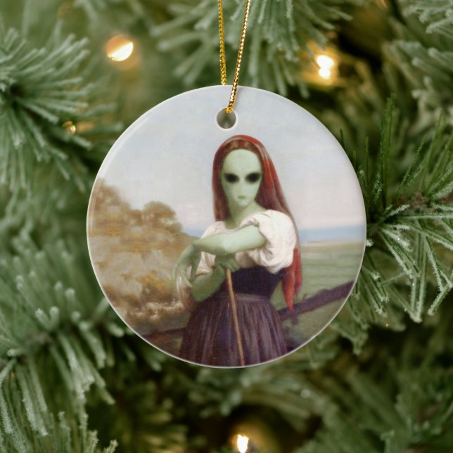 Bouguereau Shepherdess Alien Ceramic Tree Decoration (Tree)