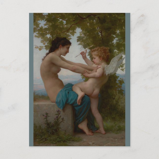 Bouguereau Young Girl Defending Against Eros Postcard (Front)