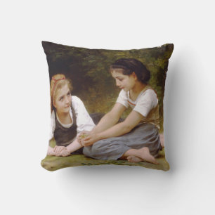 Bouguereau's 1882 The Nut Gatherers Les noisettes Cushion