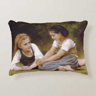 Bouguereau's 1882 The Nut Gatherers  Les noisettes Decorative Cushion