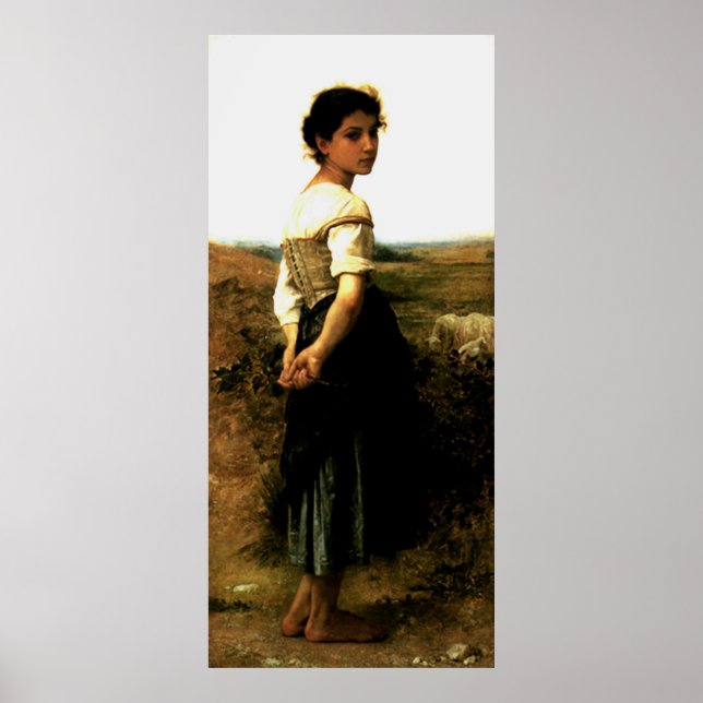 Bouguereau's 1895 Painting: The Young Shepherdess Poster (Front)