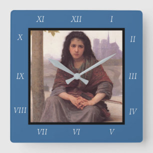 Bouguereau's Classic Painting: The Bohemian (1890) Square Wall Clock