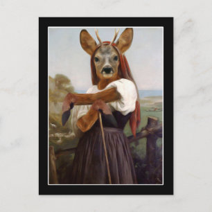 Bouguereau's Deer Shepherdess Postcard