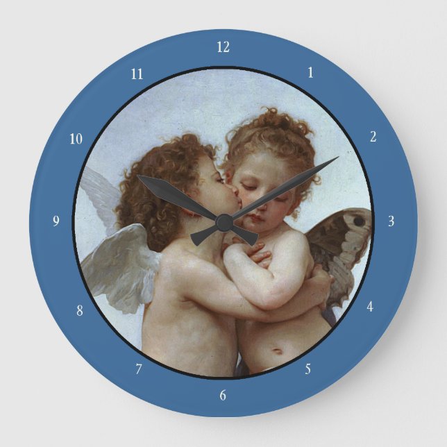 Bouguereau's L'Amour et Psyche, enfants (Cupid) Large Clock (Front)