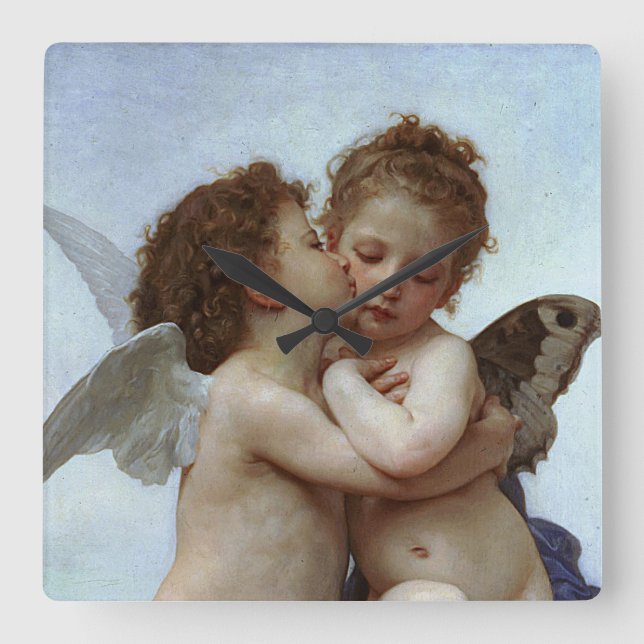 Bouguereau's L'Amour et Psyche, enfants (Cupid) Square Wall Clock (Front)