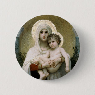 Bouguereau's The Madonna of the Roses (1903) 6 Cm Round Badge